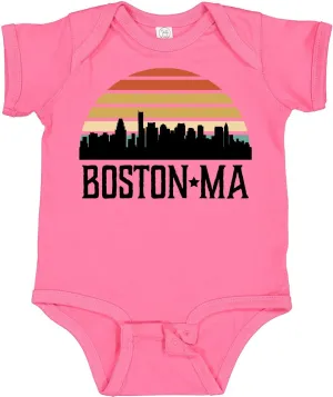inktastic Boston Massachusetts Skyline Sunset Baby Bodysuit