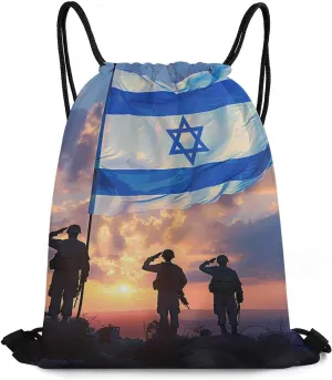 Israel Independence Day National Holiday Drawstring Backpack Durable String Bag Sports Sackpack Cinch Bags for Gym Travel