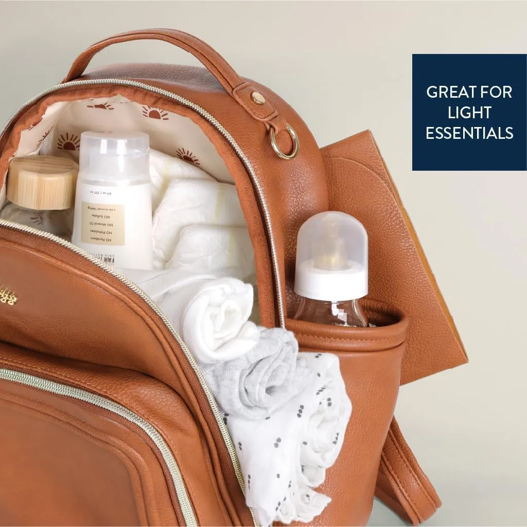 Itzy Ritzy Unisex Baby Mini Plus Diaper Bag, Cognac