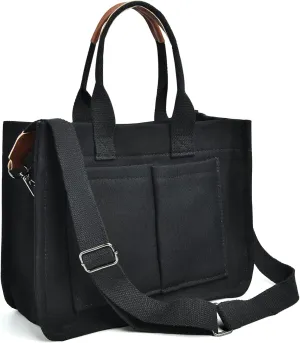 IwIeIaIrI Canvas Tote Bag for Women with Multi Pockets,Trendy Shoulder Handbag with Compartments for shopping,Work,Beach