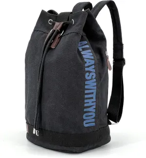 Jaegvida Canvas Drawstring Backpack Bucket Bag GYM Drawstring Bag