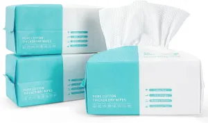 JANORS | Soft Dry Wipes | Hypoallergenic | Perfect for wash face,Diaper Changes, Runny Noses, Drool, Meal Time,Family Care | Extra Strong & Absorbent | Makeup Remover Wipes 80 Count Cotton Tissues(3)