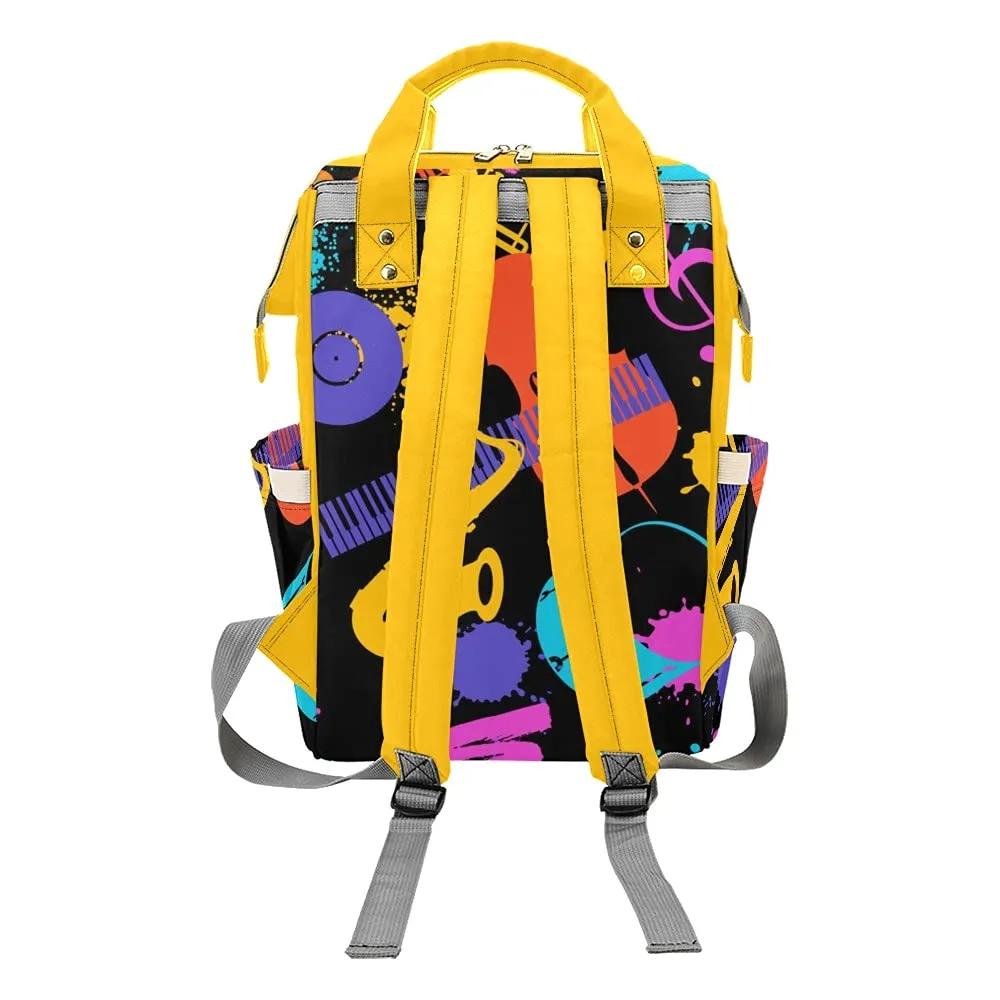 Jazz Music Personalized Diaper Bag Backpack Tote with Name,Custom Travel Nappy Mommy Bag Backpack
