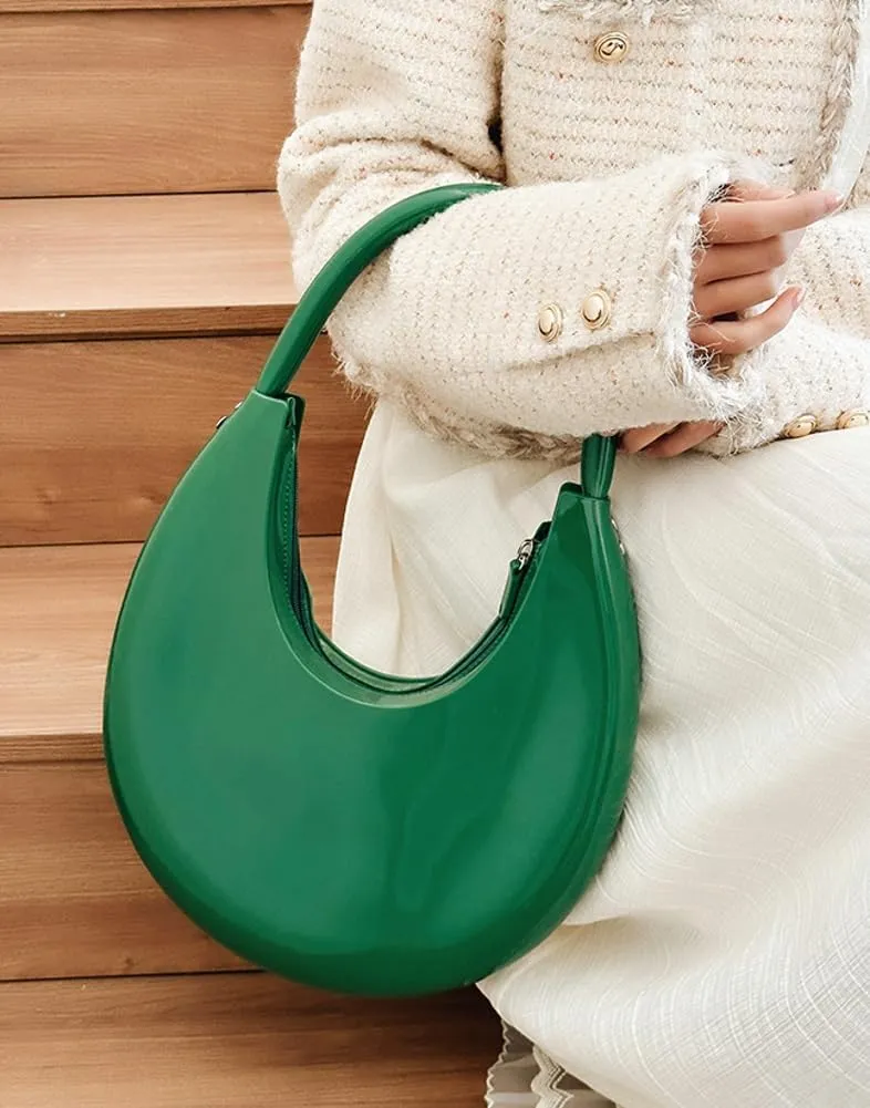 Jelly Clutch Purse For Women Crescent Shoulder Handbag Candy Color Moon Bag Evening Purse Top Handle Handbags For Prom