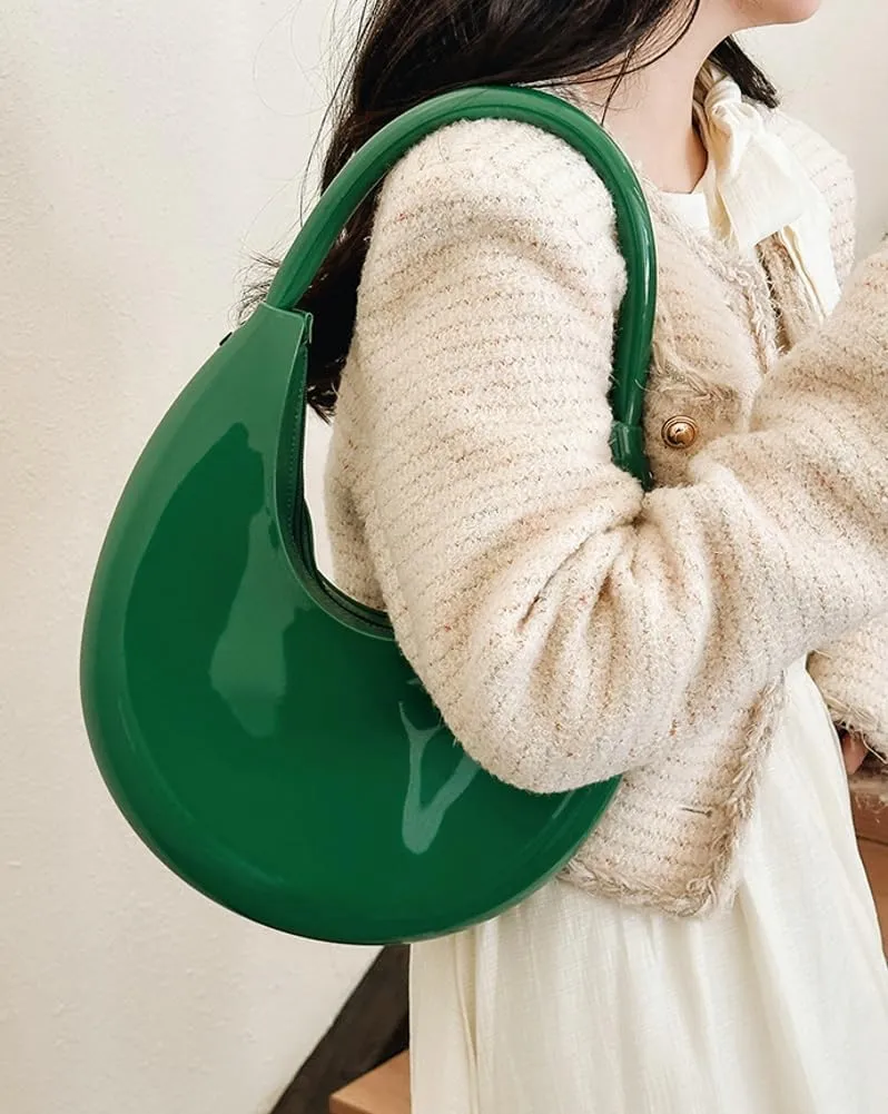 Jelly Clutch Purse For Women Crescent Shoulder Handbag Candy Color Moon Bag Evening Purse Top Handle Handbags For Prom