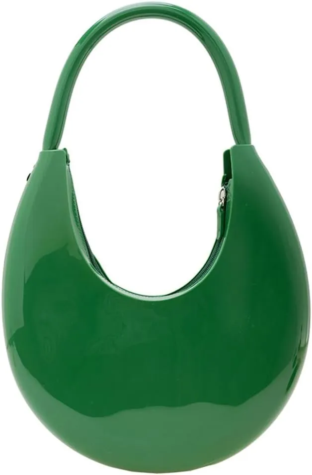 Jelly Clutch Purse For Women Crescent Shoulder Handbag Candy Color Moon Bag Evening Purse Top Handle Handbags For Prom