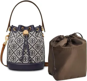 Jisinlov Bag Organizer Insert,Nylon Purse Inner Suitable for Tory Burch T MONOGRAM Mini Bucket Bag with Drawstring Closure(Nylon-Mini)