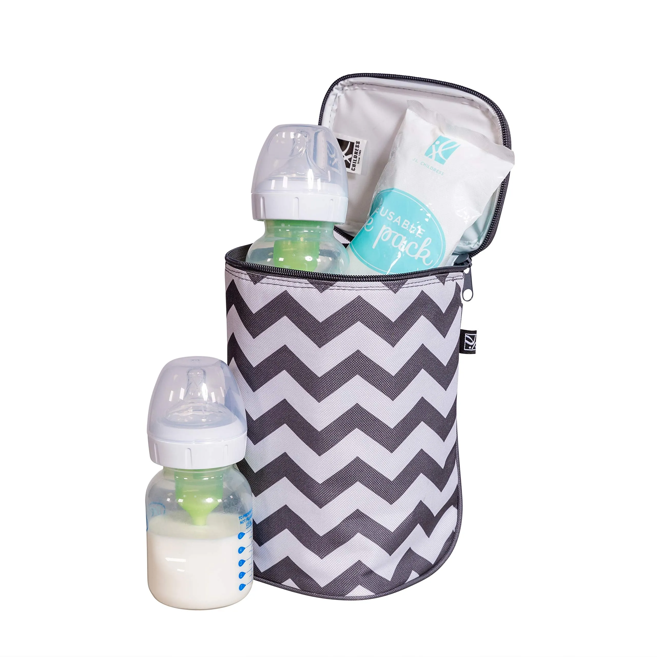 J.L Childress Tall Twocool, Breastmilk Cooler, Baby Bottle & Baby Food Bag, Insulated & Leak Proof, Ice Pack Included, Fits 2-4 Bottles
