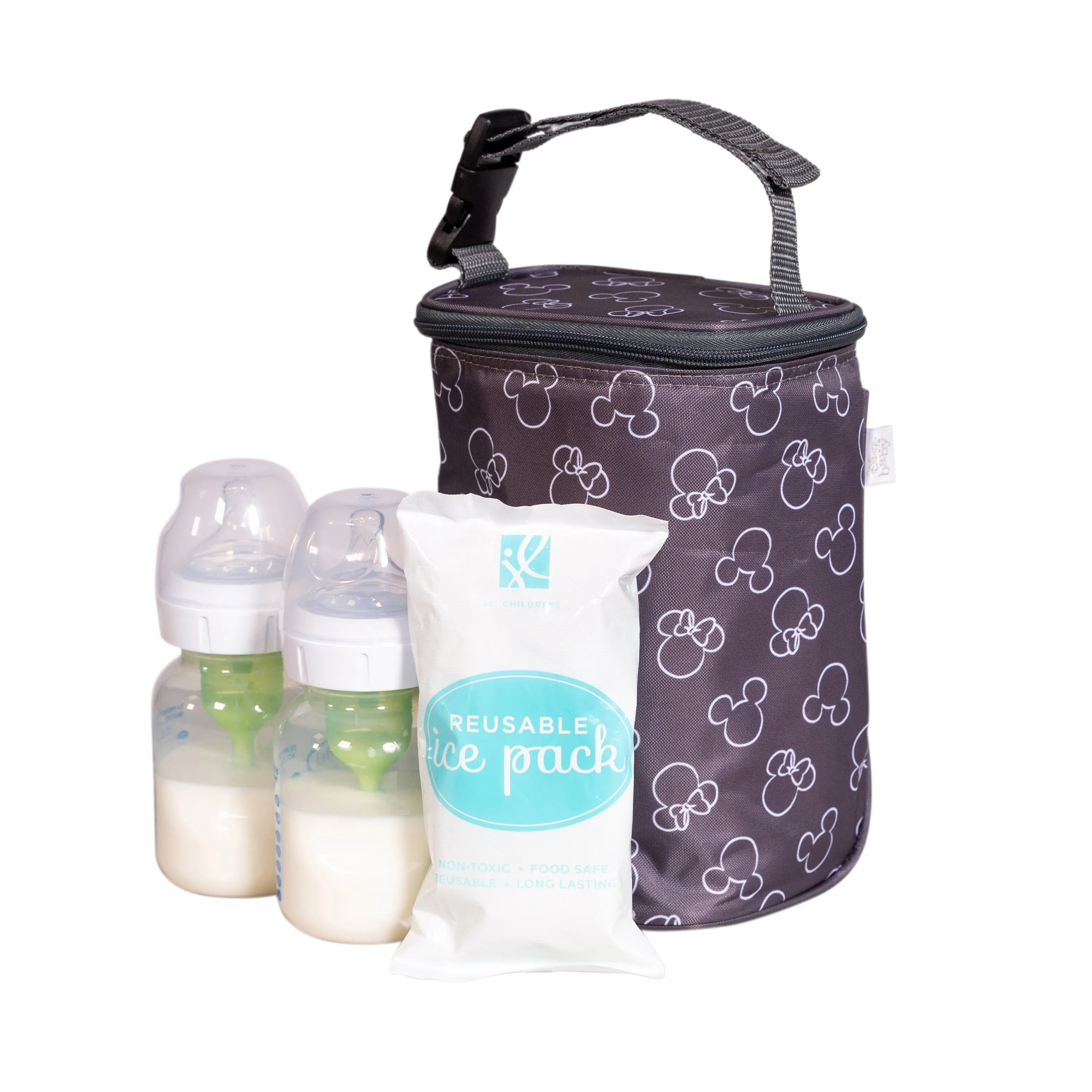 J.L Childress Tall Twocool, Breastmilk Cooler, Baby Bottle & Baby Food Bag, Insulated & Leak Proof, Ice Pack Included, Fits 2-4 Bottles