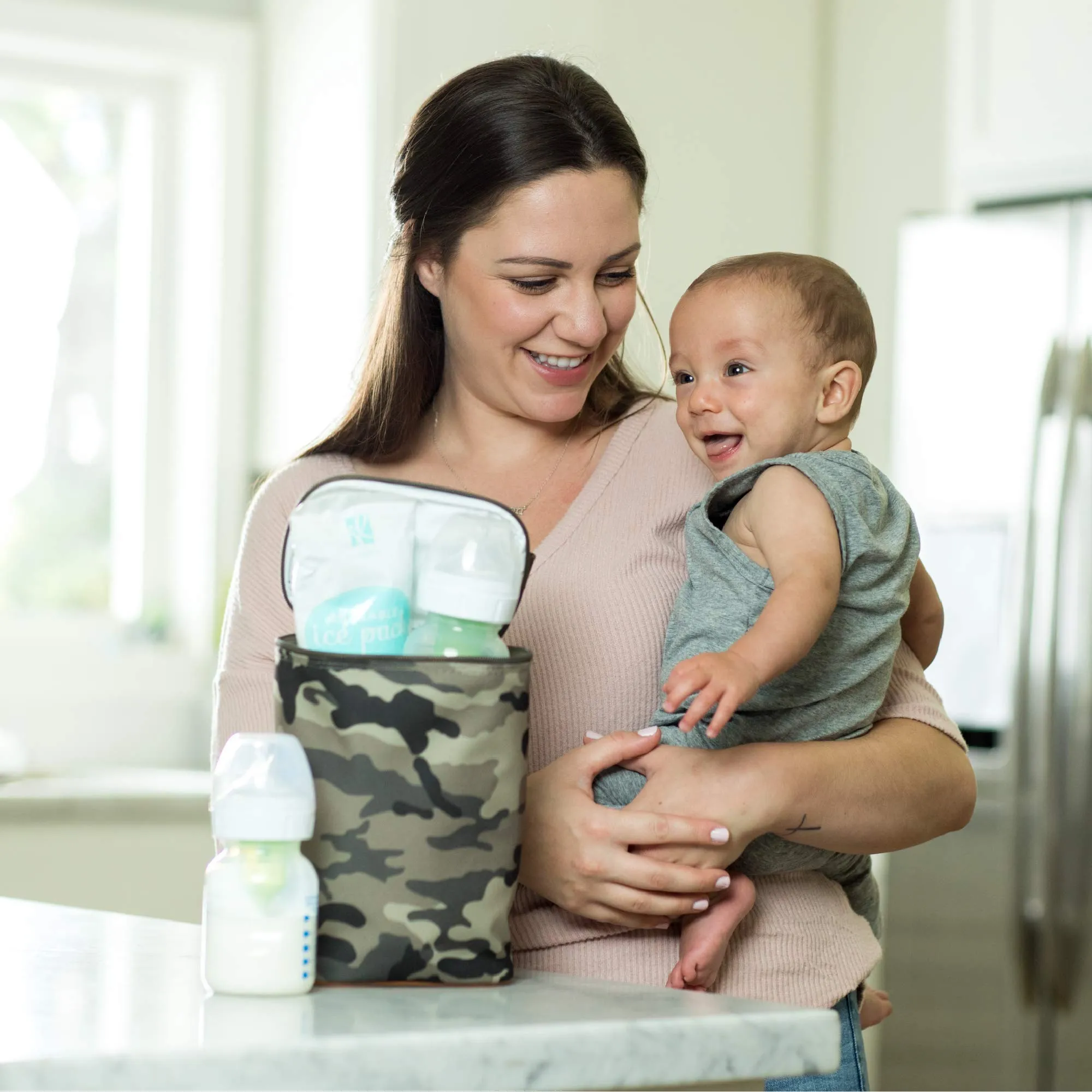 J.L Childress Tall Twocool, Breastmilk Cooler, Baby Bottle & Baby Food Bag, Insulated & Leak Proof, Ice Pack Included, Fits 2-4 Bottles