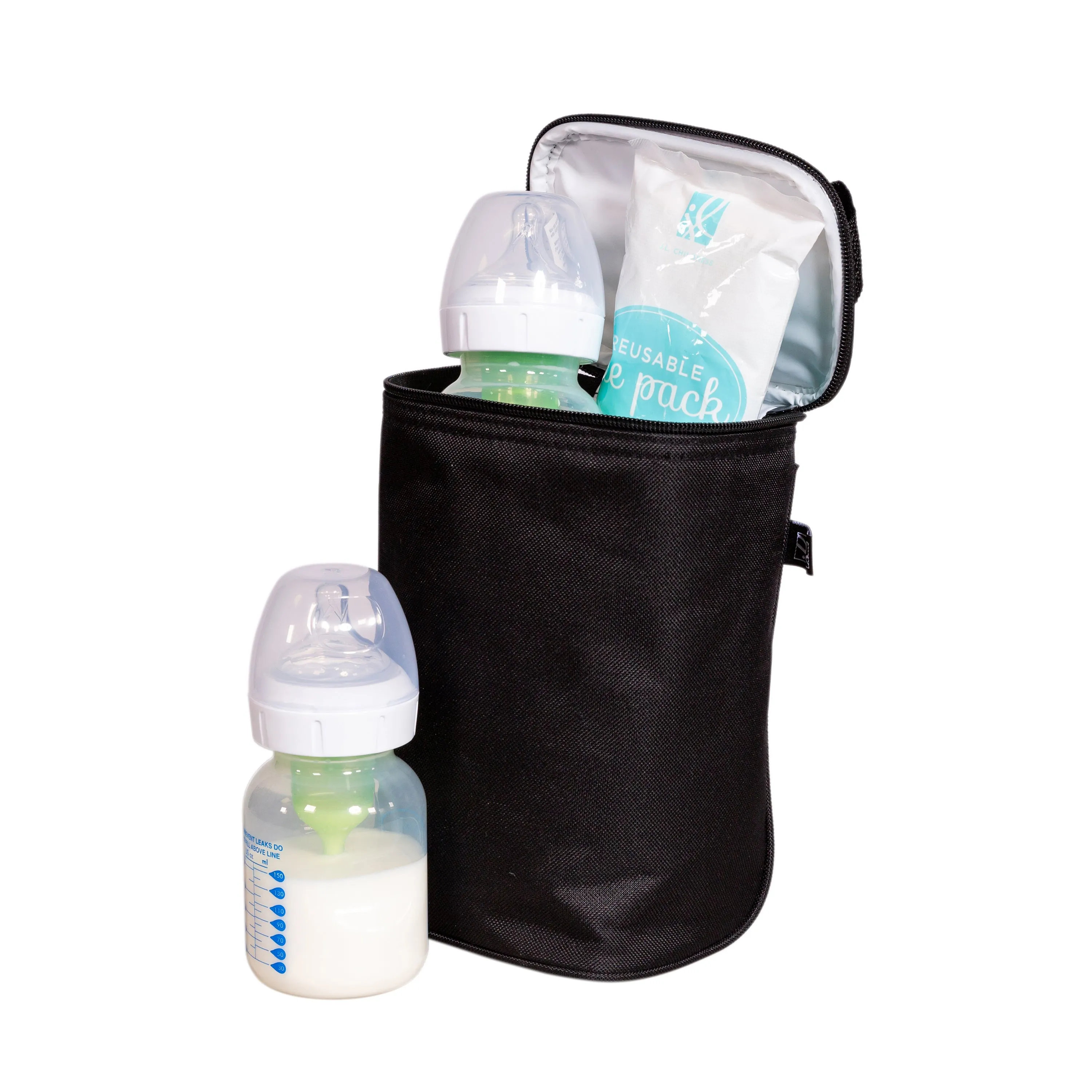 J.L Childress Tall Twocool, Breastmilk Cooler, Baby Bottle & Baby Food Bag, Insulated & Leak Proof, Ice Pack Included, Fits 2-4 Bottles