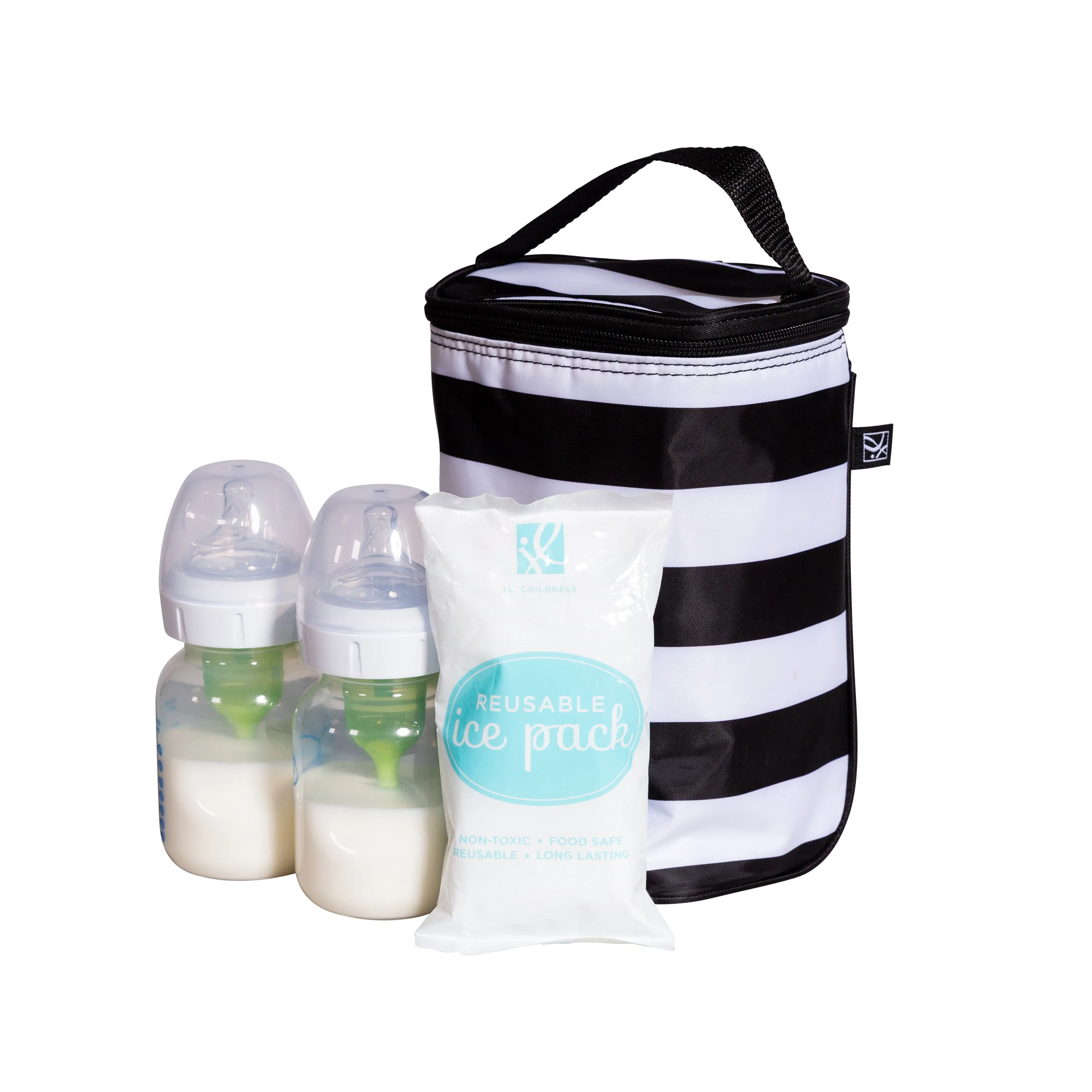J.L Childress Tall Twocool, Breastmilk Cooler, Baby Bottle & Baby Food Bag, Insulated & Leak Proof, Ice Pack Included, Fits 2-4 Bottles