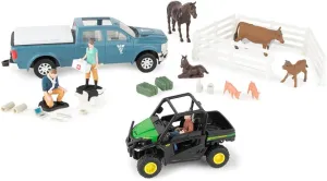 John Deere On The Farm Veterinarian Playset - 1:32 Scale - Farm Vet Toys Include Pickup Truck, Vet Equipment, Gator, Farm Animals, and More - 30 Piece Playset - Ages 3 Years and Up