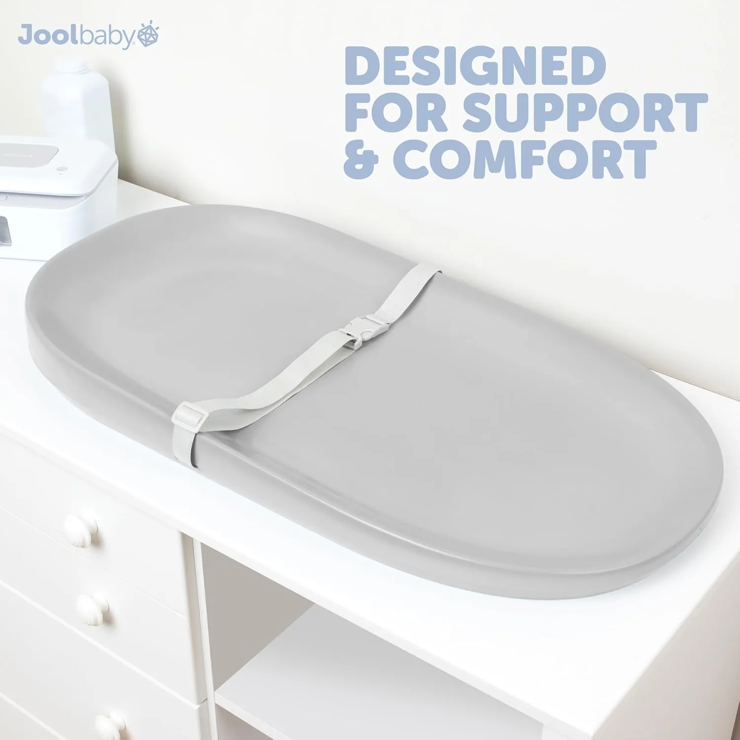 Jool Baby Waterproof Baby Changing Pad - Easy to Clean, Lightweight & Portable - Large Foam Cushion for Comfort (Gray)