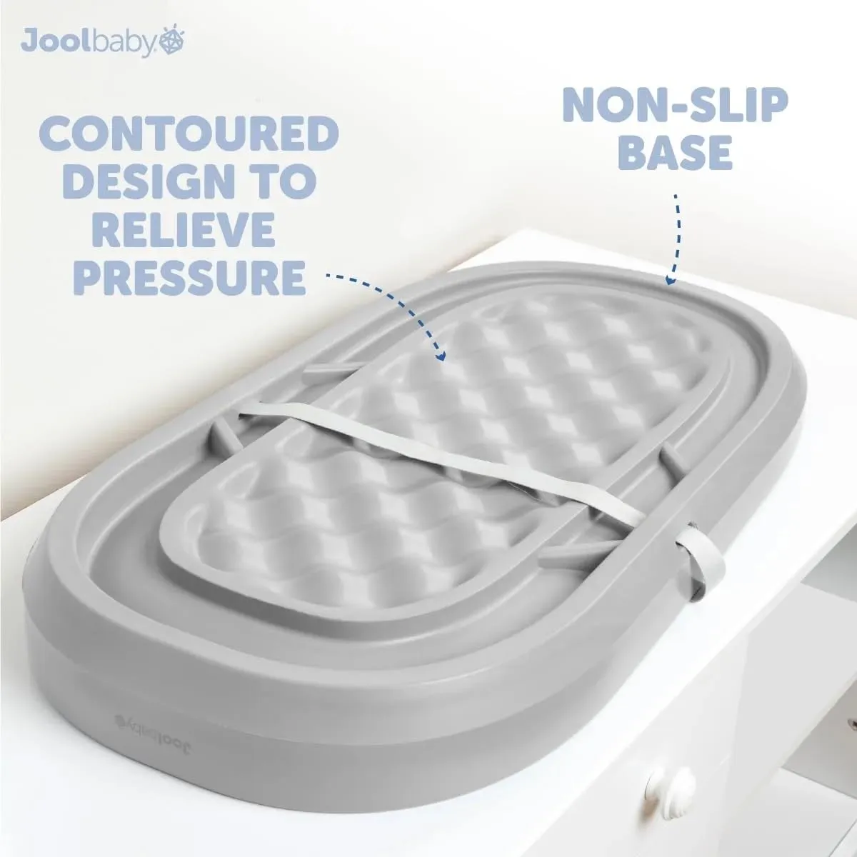 Jool Baby Waterproof Baby Changing Pad - Easy to Clean, Lightweight & Portable - Large Foam Cushion for Comfort (Gray)