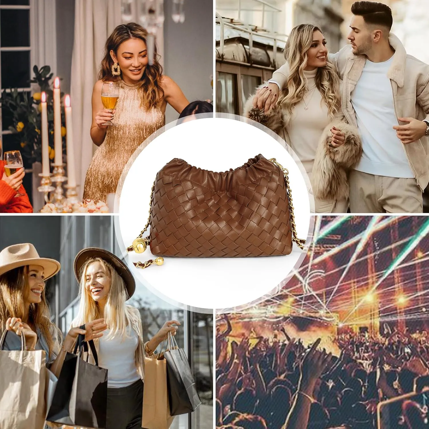 Joryin Woven Women's Crossbody Bag & Evening Purse, Trendy Dumpling Clutch & Hobo Cloud Shoulder Bag Trendy Dumpling Clutch