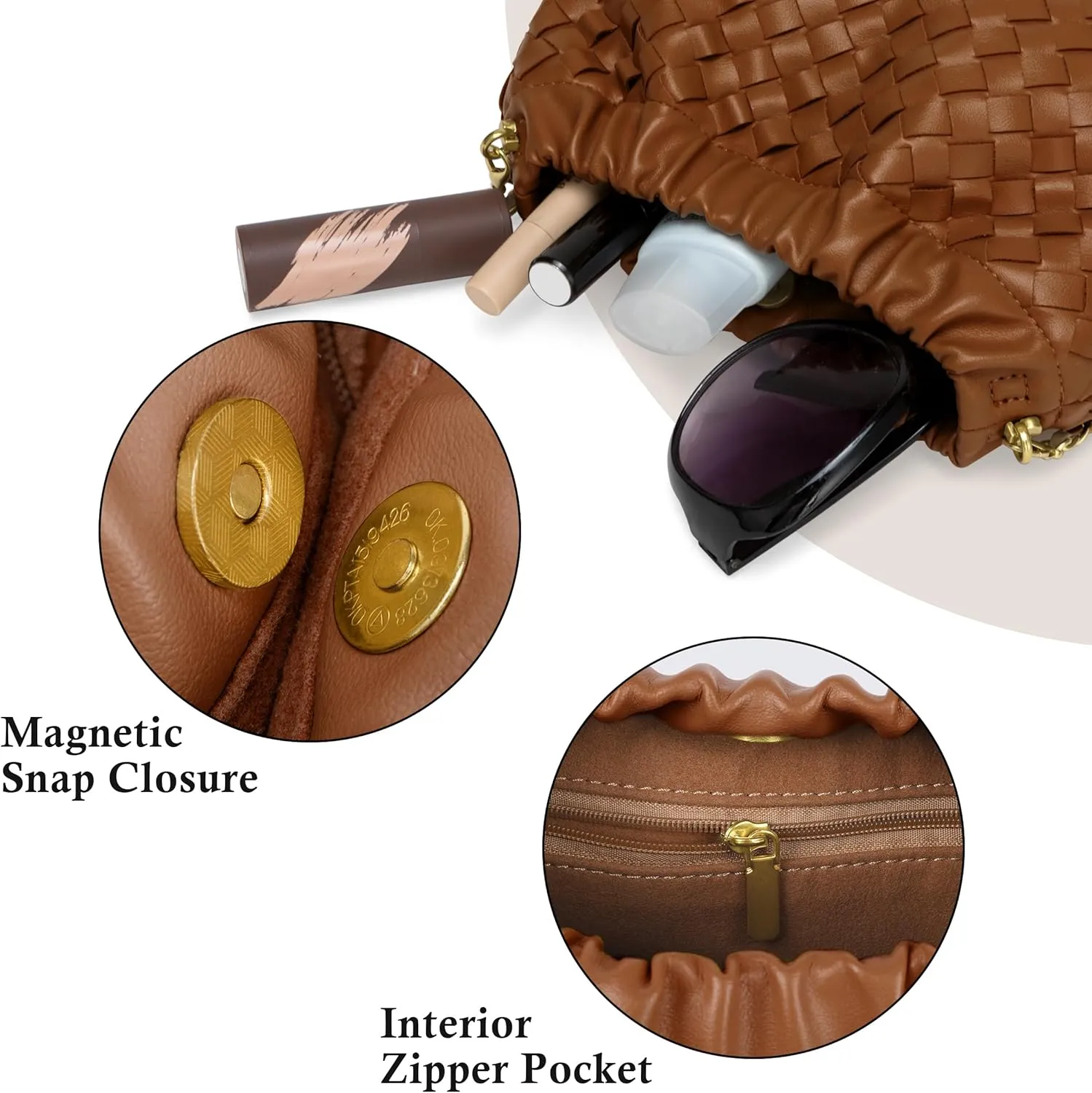 Joryin Woven Women's Crossbody Bag & Evening Purse, Trendy Dumpling Clutch & Hobo Cloud Shoulder Bag Trendy Dumpling Clutch