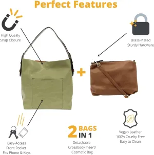 Joy Susan Womens Faux Leather: Hobo 2-in-1 Handbag