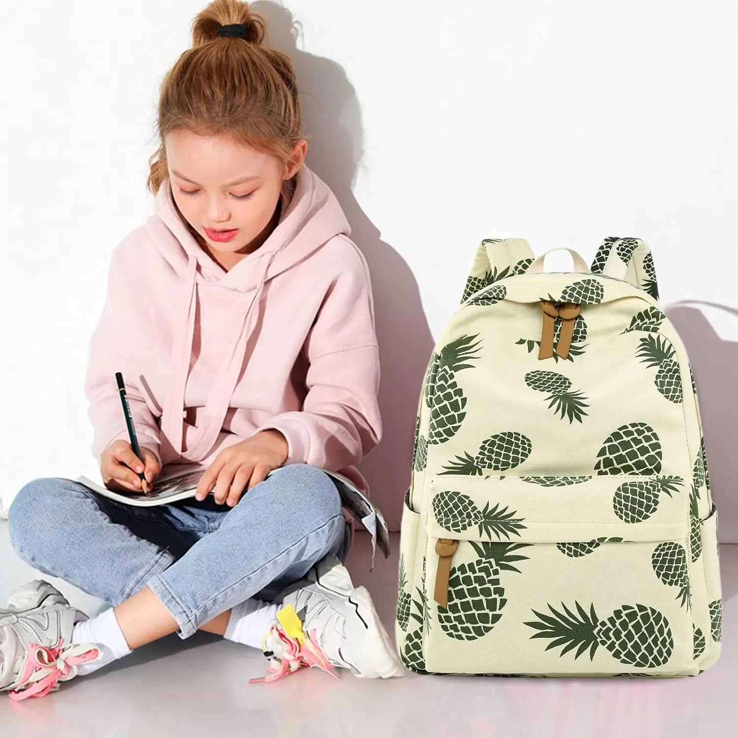 Joyfulife Girls Backpacks Kids Bookbags Teen Backpacks for School Student Backpack with Lunch Box Pencil Bags 3 in 1