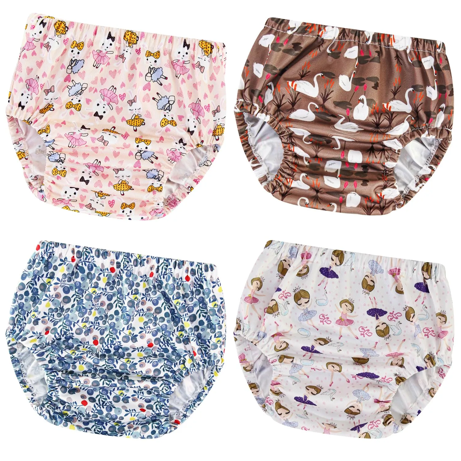 Joyo roy 4Pcs Diaper Covers for Girls Training Underwear for Girls 3T Rubber Pants for Toddlers Plastic Diaper Covers for Swimming Plastic Underwear for Potty Training Rubber Pants for Babies 3T