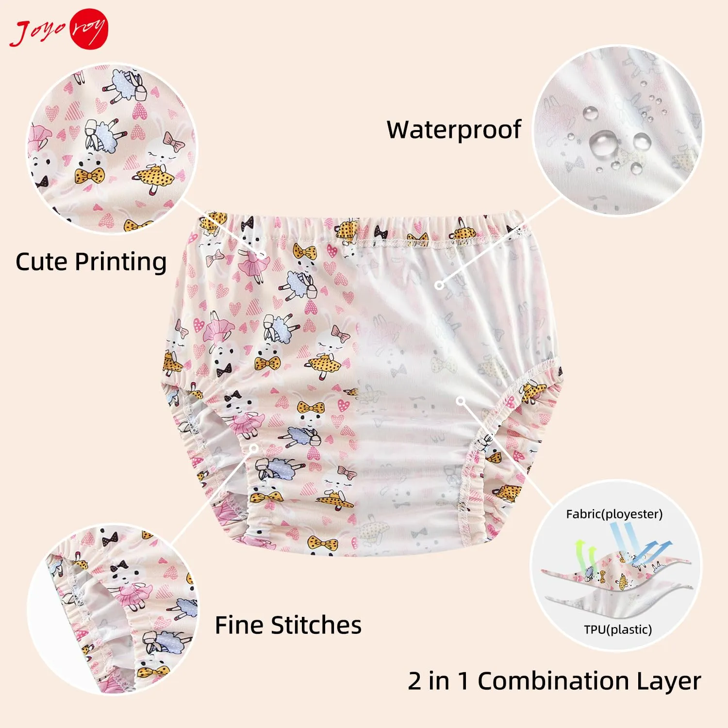 Joyo roy 4Pcs Diaper Covers for Girls Training Underwear for Girls 3T Rubber Pants for Toddlers Plastic Diaper Covers for Swimming Plastic Underwear for Potty Training Rubber Pants for Babies 3T