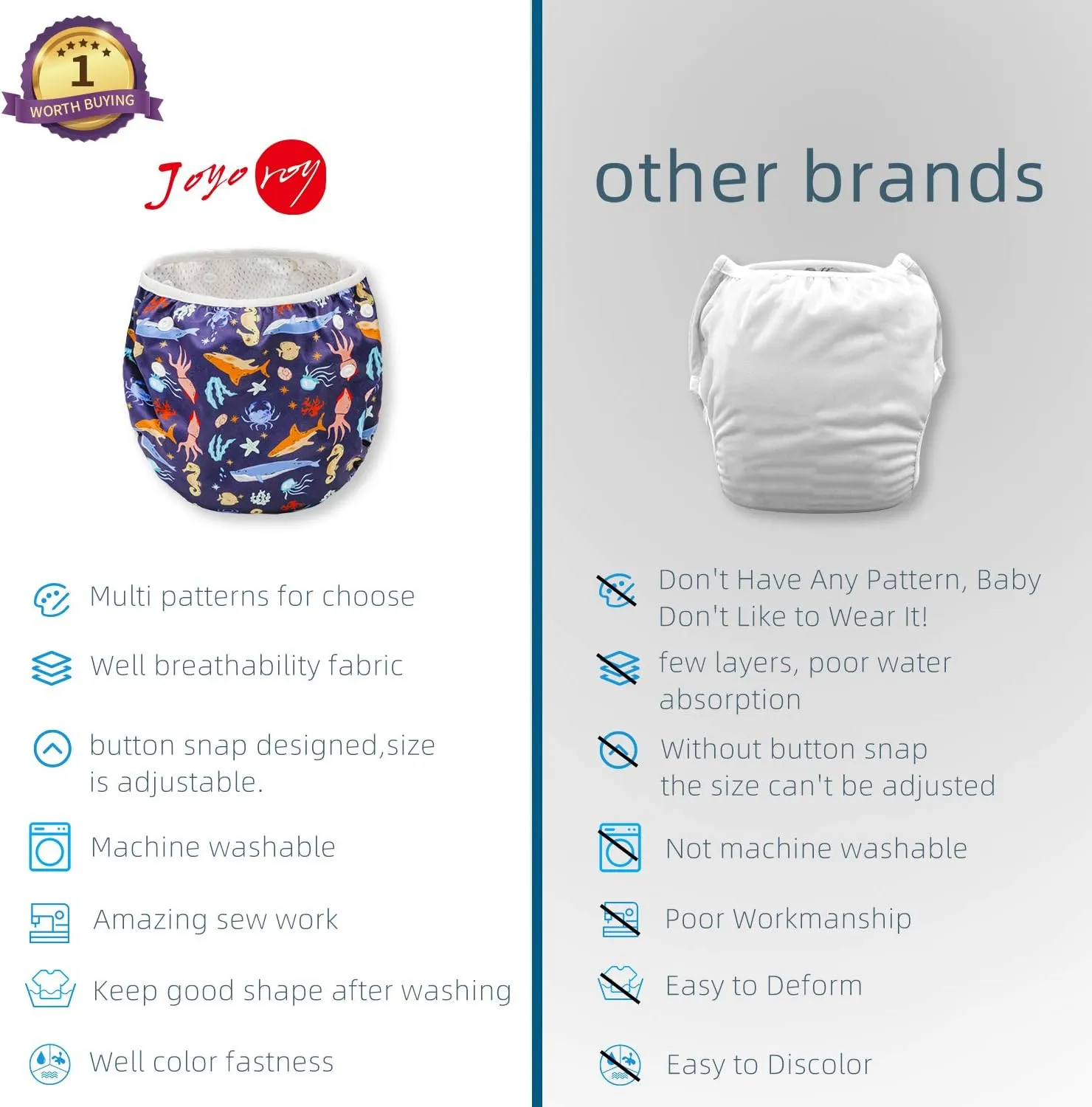 Joyo roy Reusable Swim Diaper Baby Swim Diaper Reusable Toddler Swim Diaper Swim Diapers Medium Swim Diapers Size 5 Swim Diapers Large Waterproof Diapers for Swimming Baby Swim Diaper Swimming 4-6t