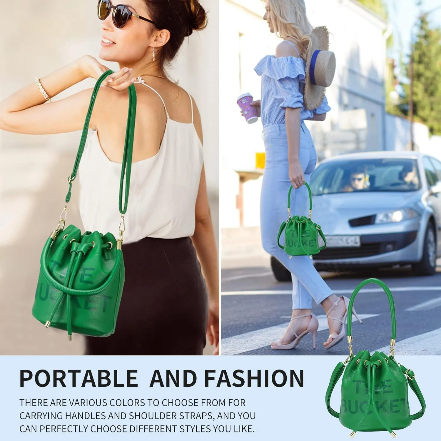 JQAliMOVV Mini Leather Bucket Bags for Women Drawstring Bucket Purse Crossbody Handbags Hobo Bag