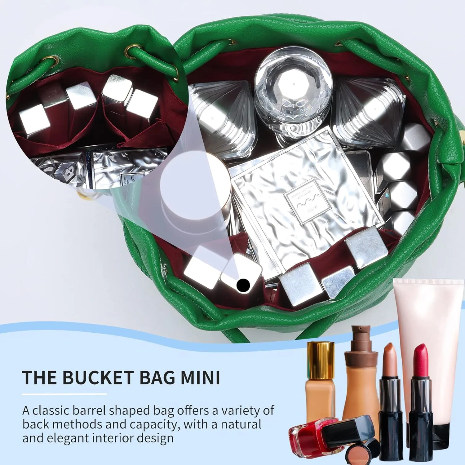 JQAliMOVV Mini Leather Bucket Bags for Women Drawstring Bucket Purse Crossbody Handbags Hobo Bag