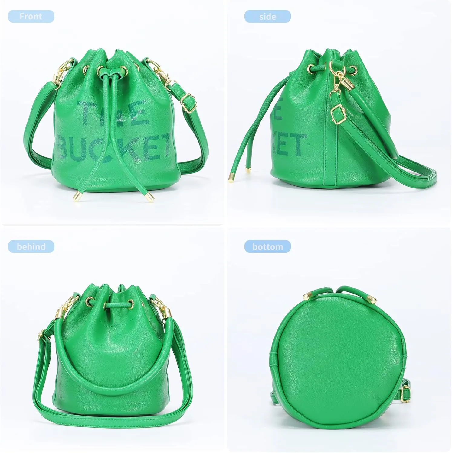 JQAliMOVV Mini Leather Bucket Bags for Women Drawstring Bucket Purse Crossbody Handbags Hobo Bag