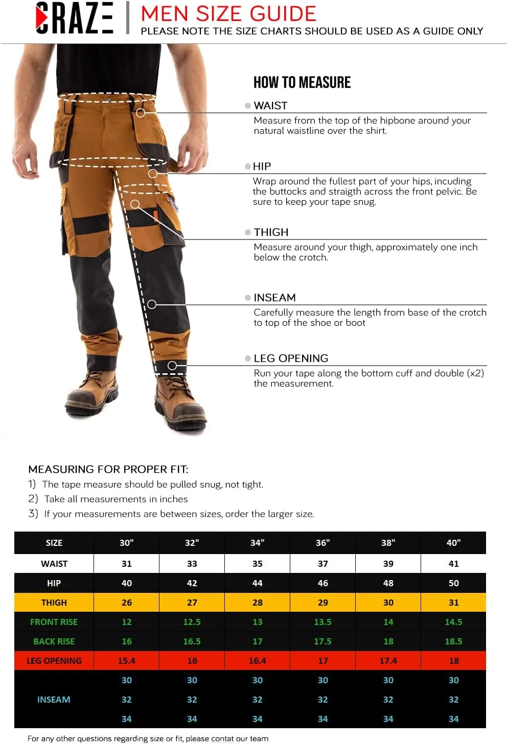 Juicy Trendz Men's Work Pants – Heavy-Duty Relaxed Fit Utility Cargo Trousers for Construction, Carpenter & Outdoor Work