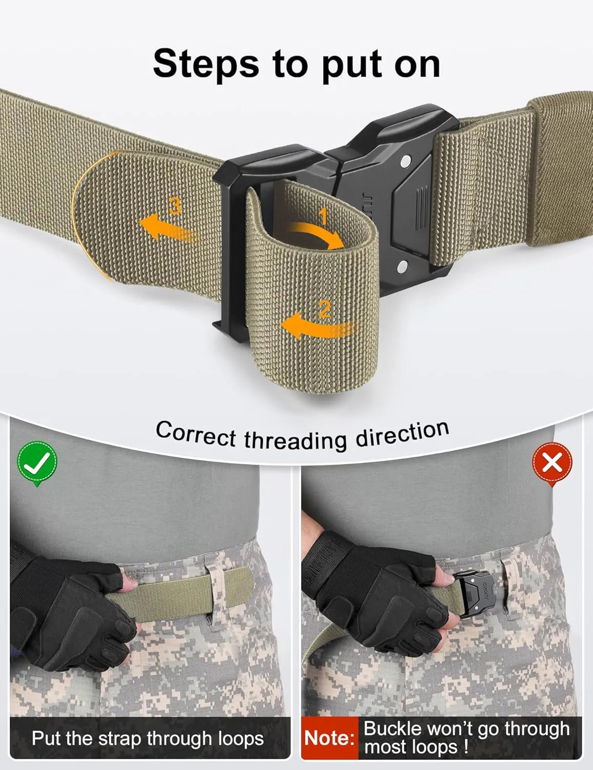JUKMO Quick Release Tactical Belt, Military Work 1.5" Nylon Web Hiking Belt with Heavy Duty Seatbelt Buckle