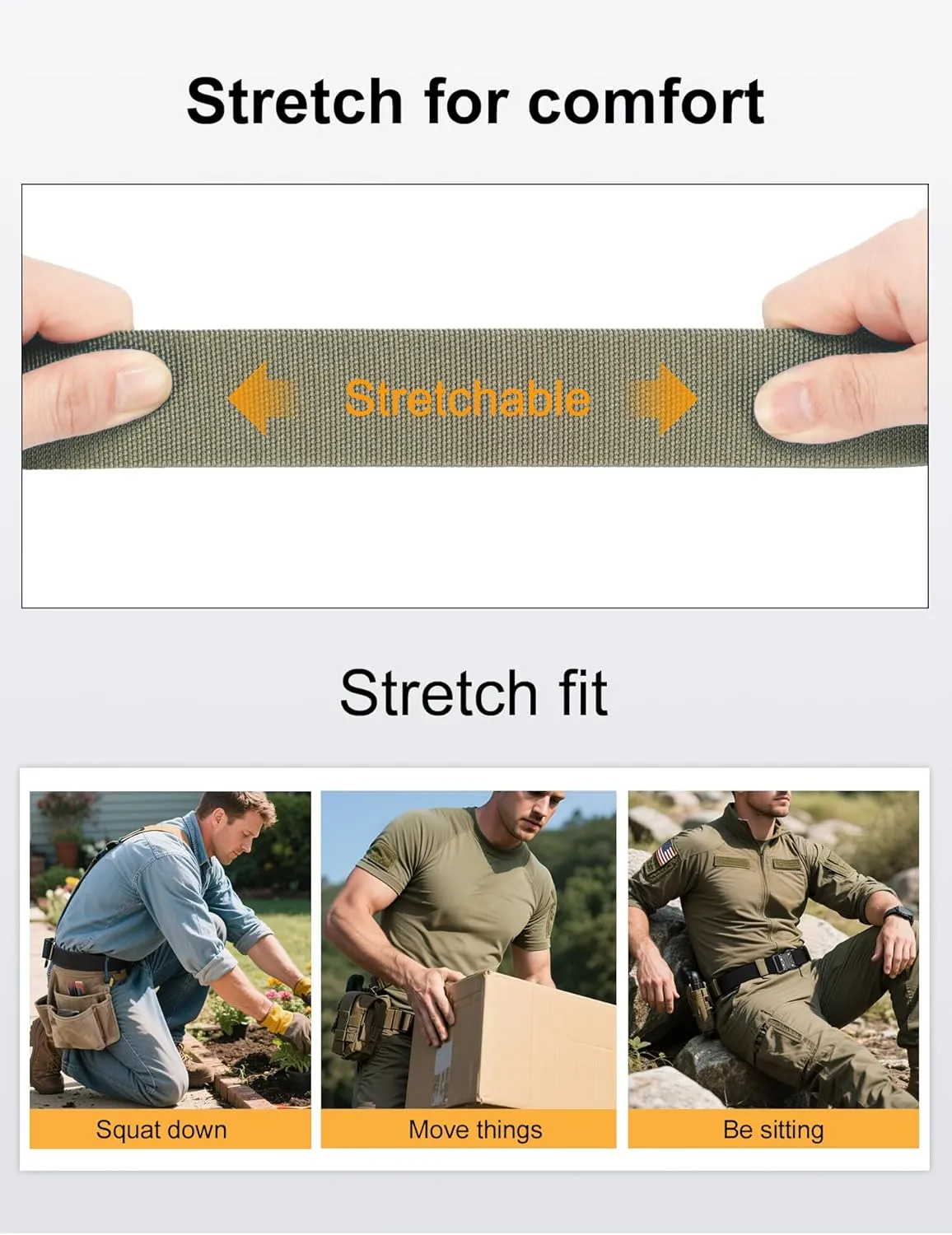 JUKMO Quick Release Tactical Belt, Military Work 1.5" Nylon Web Hiking Belt with Heavy Duty Seatbelt Buckle