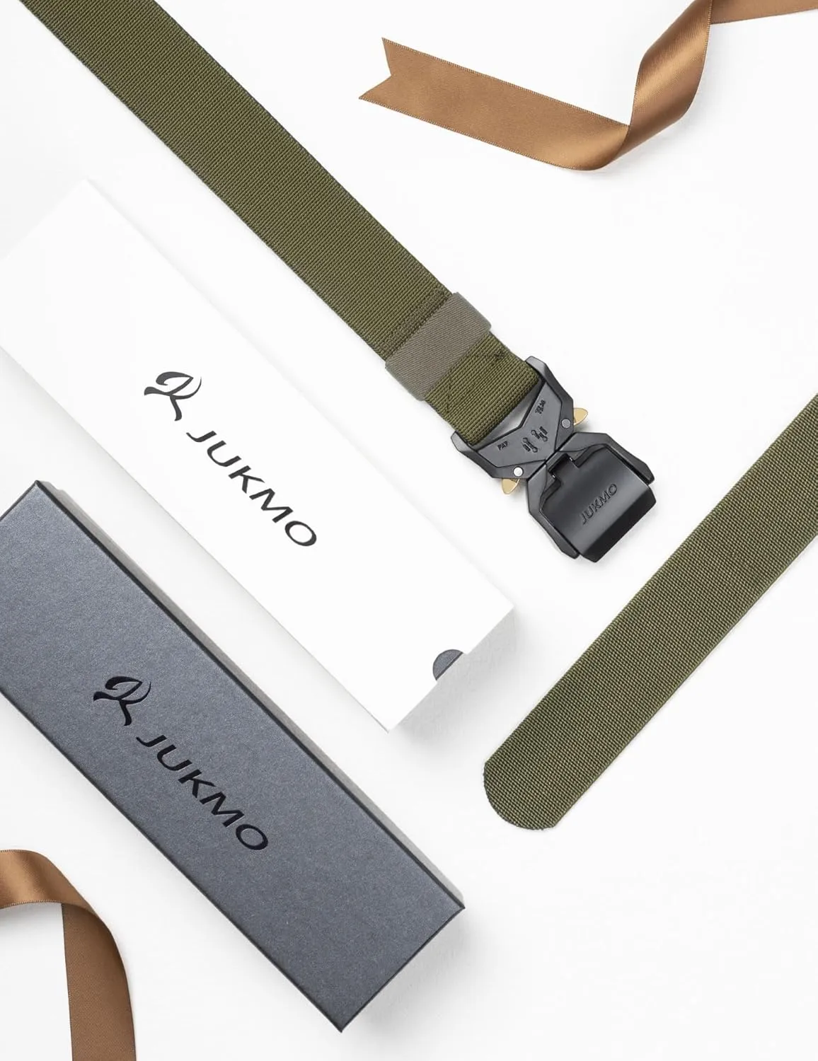 JUKMO Tactical Belt, 2 Pack Military Hiking Rigger 1.5" Nylon Web Work Belt with Heavy Duty Quick Release Buckle