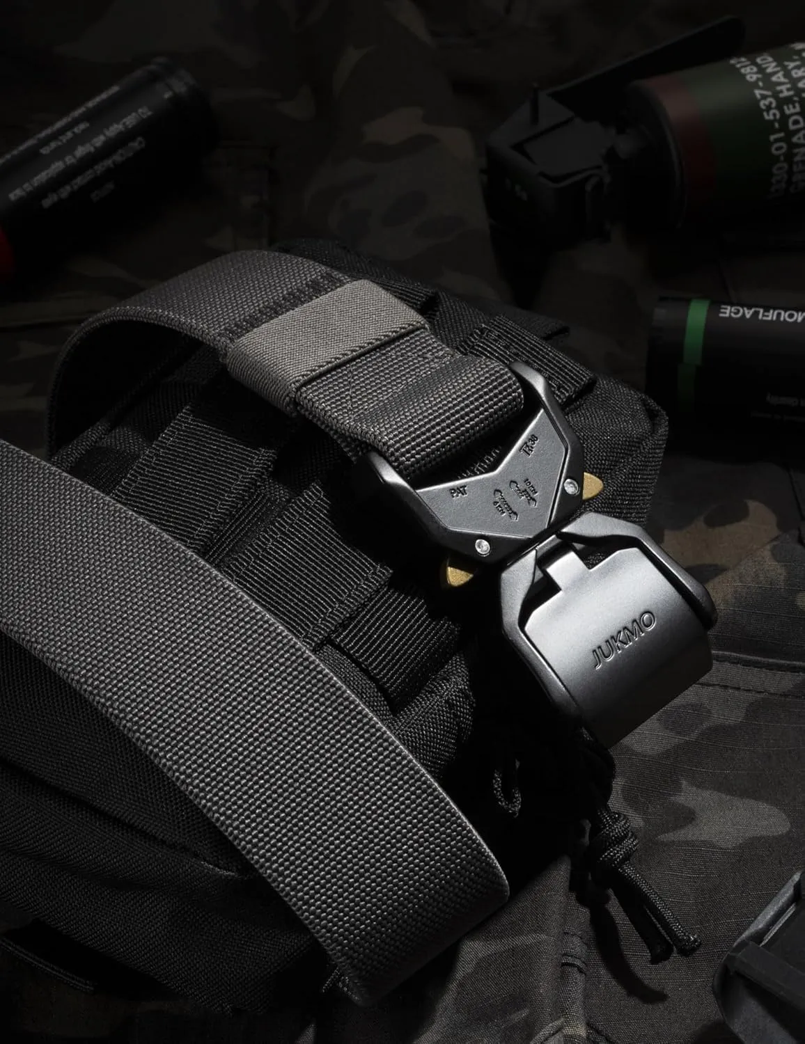 JUKMO Tactical Belt, 2 Pack Military Hiking Rigger 1.5" Nylon Web Work Belt with Heavy Duty Quick Release Buckle