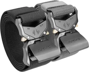 JUKMO Tactical Belt, 2 Pack Military Hiking Rigger 1.5" Nylon Web Work Belt with Heavy Duty Quick Release Buckle