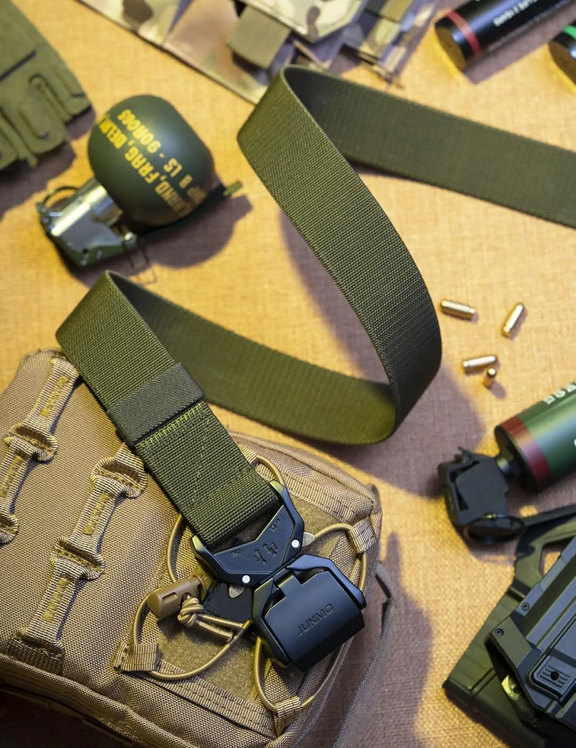 JUKMO Tactical Belt, 2 Pack Military Hiking Rigger 1.5" Nylon Web Work Belt with Heavy Duty Quick Release Buckle