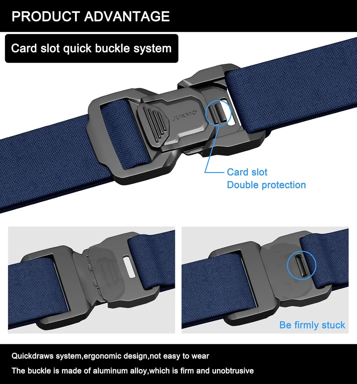 JUKMO Tactical Belt for Men, Military Rigger 1.5" Nylon Web Work Belt with Quick Release Heavy Duty Buckle