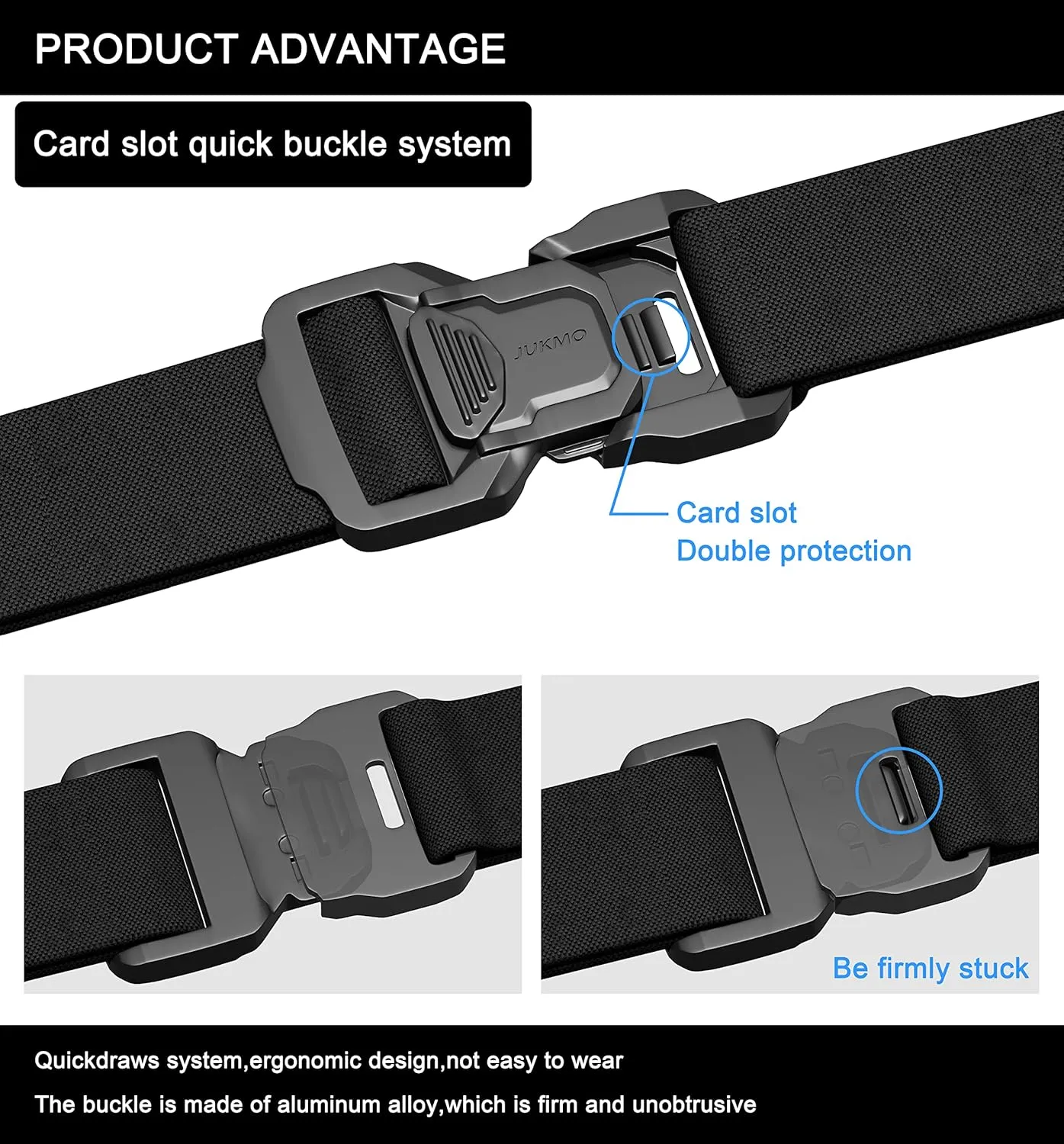 JUKMO Tactical Belt for Men, Military Rigger 1.5" Nylon Web Work Belt with Quick Release Heavy Duty Buckle