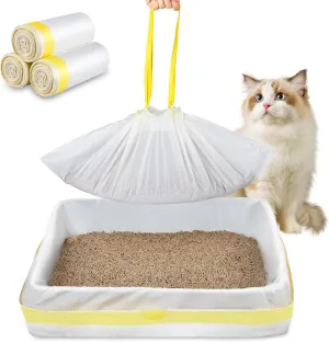 Jumbo Cat Litter Box Liners 37" x 18",30 Count Jumbo Extra Thick With 3 Mil Cat Waste Litter Bags Extra Heavy Duty Large Drawstring Kitty Litter Pan Bags For Pet Supplies
