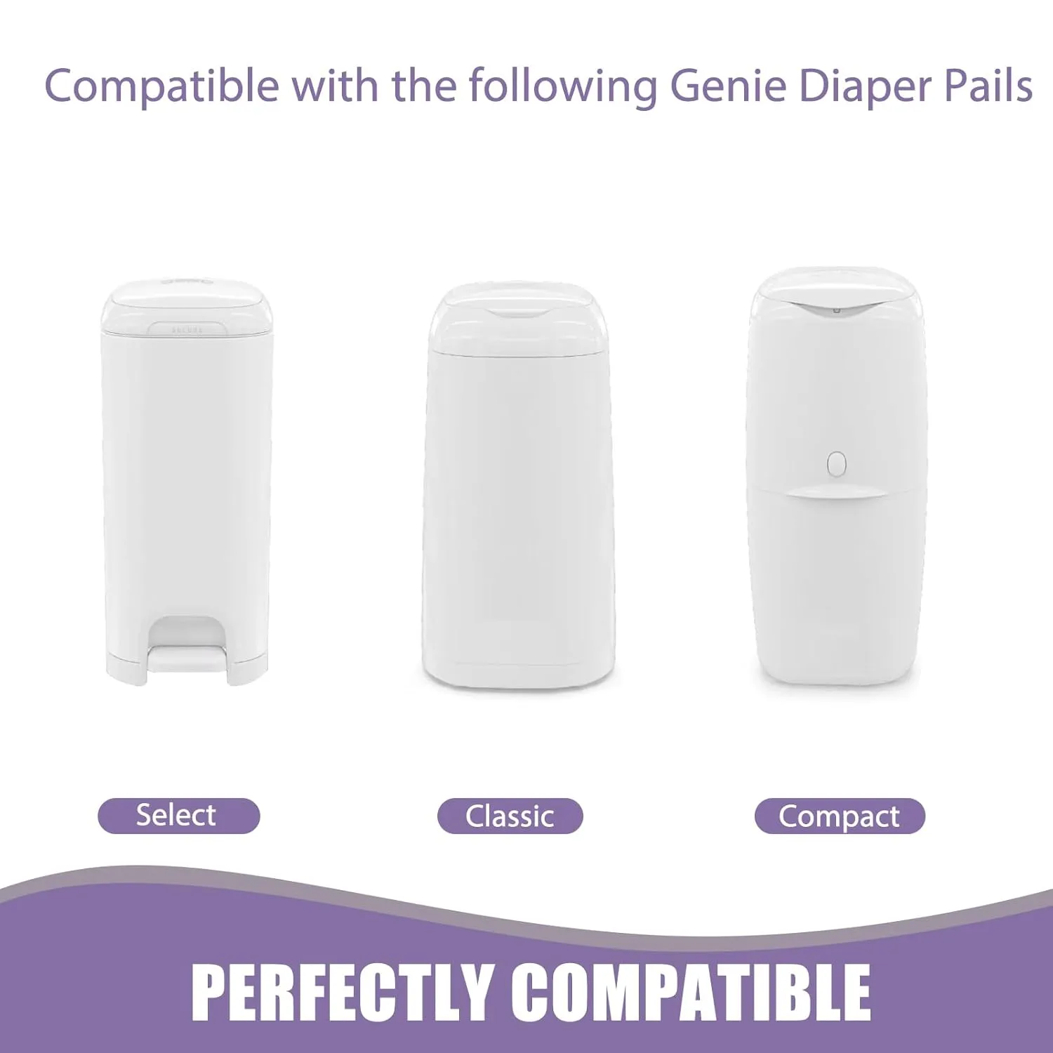 Jumbo Square Refills Disposal Bags Refill Compatible with Diaper Genie Compact, Select and Classic Pails, Hold Up to 810 Newborn-Sized Diapers Per Refill, Pack of 6