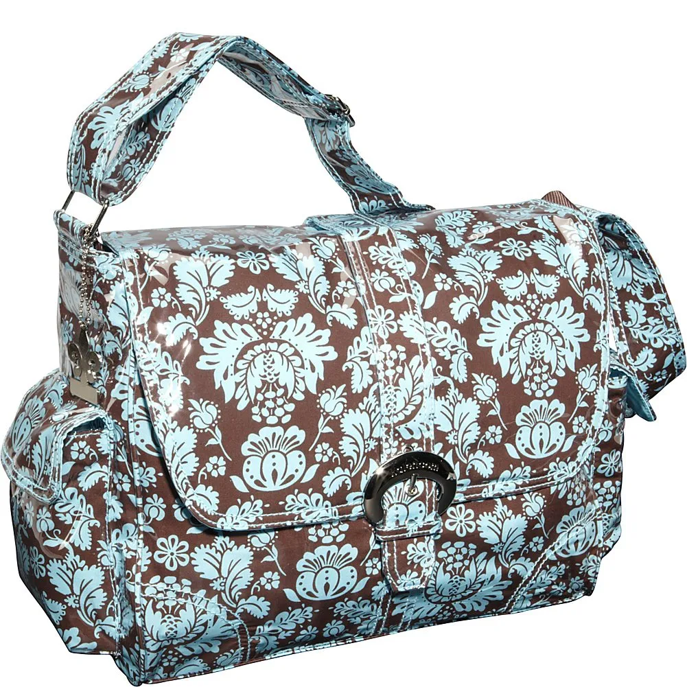Kalencom Laminated Buckle Bag, Toile Chocolate/Blue
