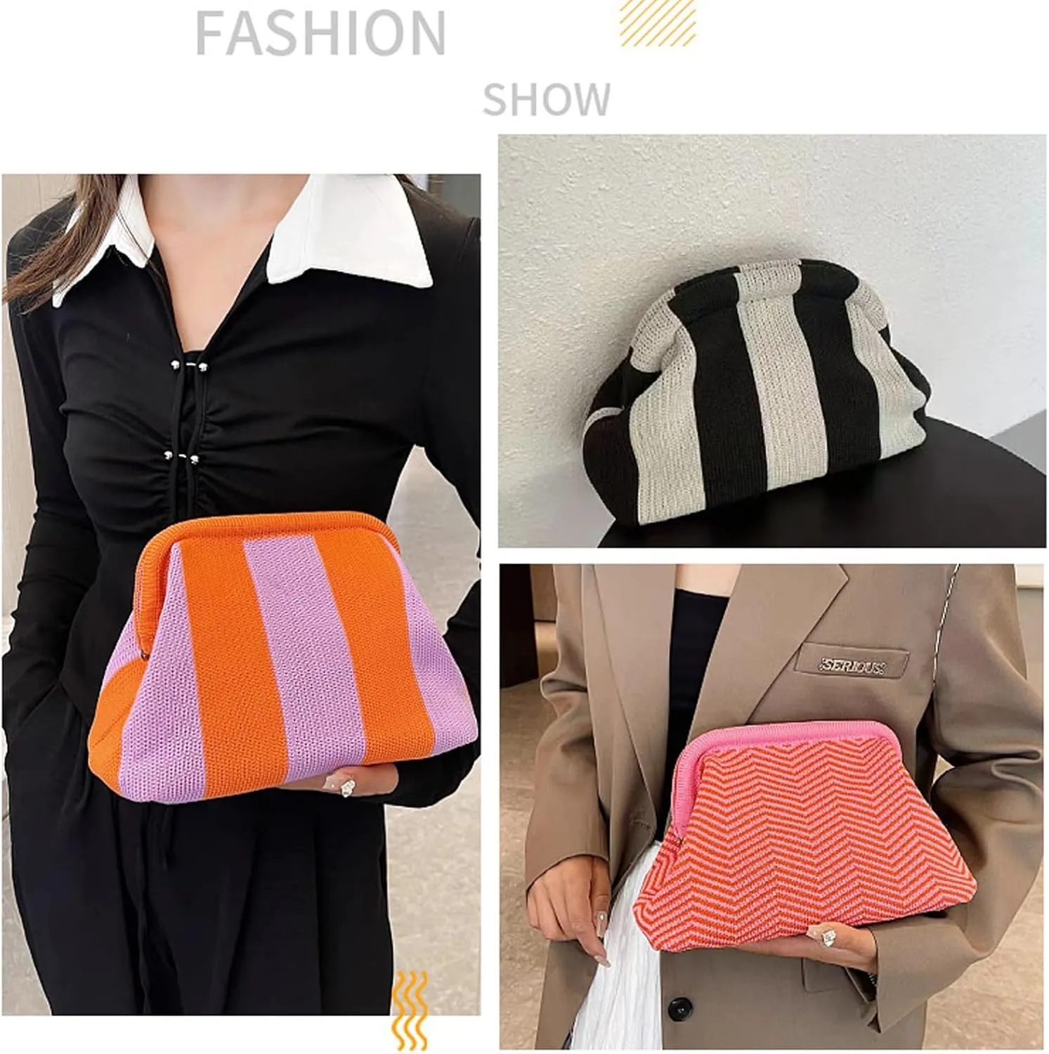 KARRESLY Summer Beach Clutch Purses for Women Woven Crochet Dumpling Handbags Small Purse