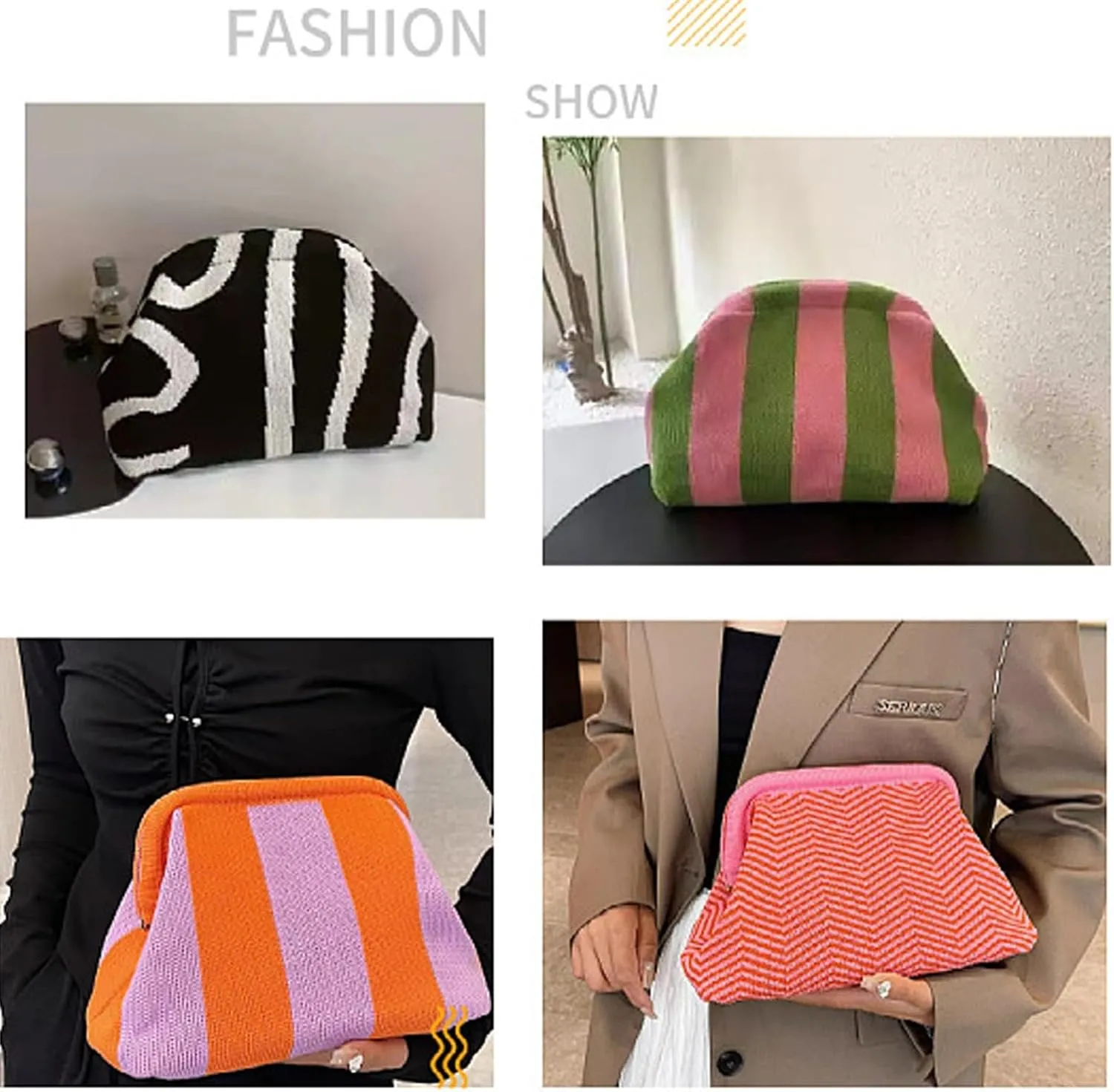 KARRESLY Summer Beach Clutch Purses for Women Woven Crochet Dumpling Handbags Small Purse