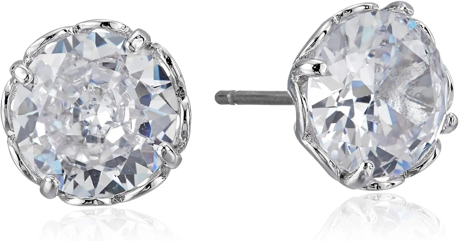 Kate Spade New York That Sparkle Round Earrings for Women – Princess Cut – Cubic Zirconia – Post Back Closure
