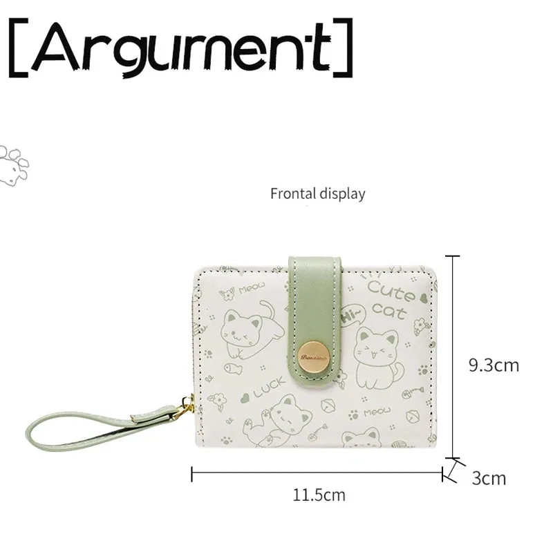 Kawaii Cat Girls Zipper Wallet 🐾💕 | Cute Short Purse for Students - Adorable Card Holder & Money Bag!