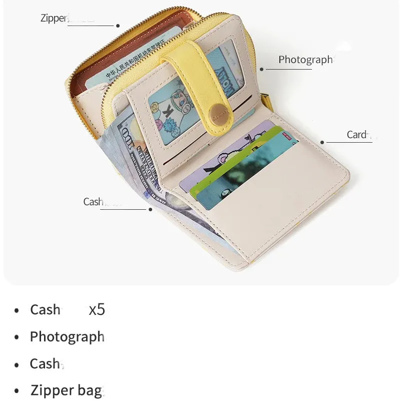 Kawaii Cat Girls Zipper Wallet 🐾💕 | Cute Short Purse for Students - Adorable Card Holder & Money Bag!