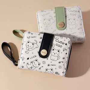 Kawaii Cat Girls Zipper Wallet 🐾💕 | Cute Short Purse for Students - Adorable Card Holder & Money Bag!