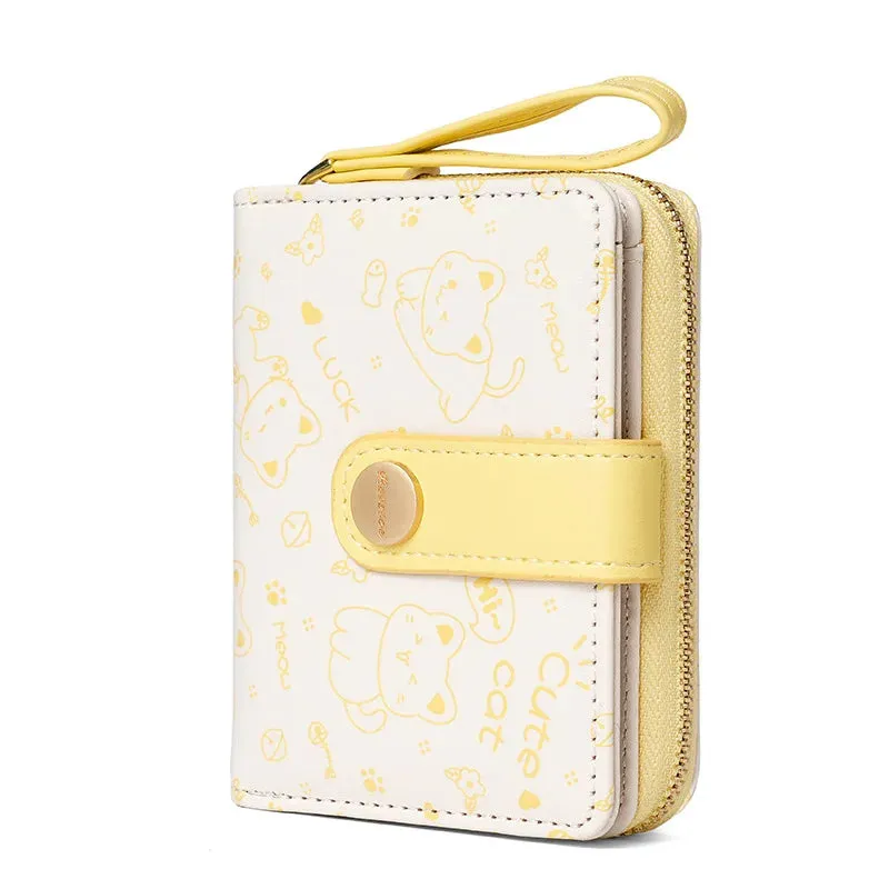 Kawaii Cat Girls Zipper Wallet 🐾💕 | Cute Short Purse for Students - Adorable Card Holder & Money Bag!