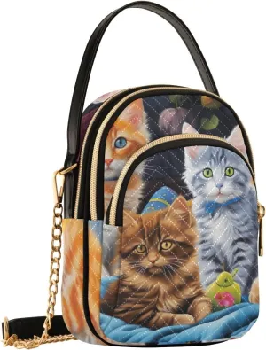 Kawaii Kittens on The Bed Small Crossbody Bags for Women Cell Phone Shoulder Purse Handbags Wallet 21216348