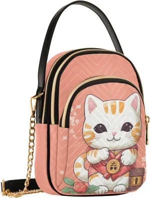 Kawaii Lucky Cat Small Crossbody Bags for Women Cell Phone Shoulder Purse Handbags Wallet 21217210